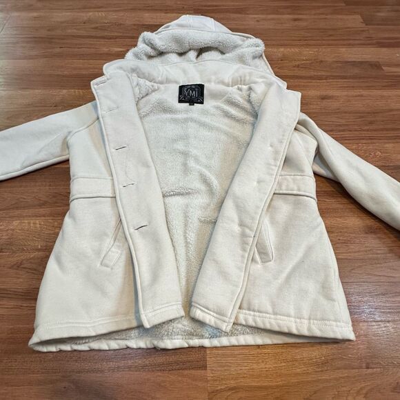YMI Hooded Button Up Jacket Cream Colored Jacket | Size Large - Picture 2 of 13